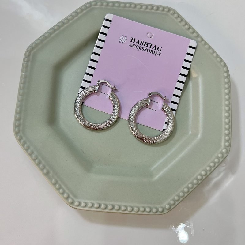 Snake Skin Hoops (Silver)